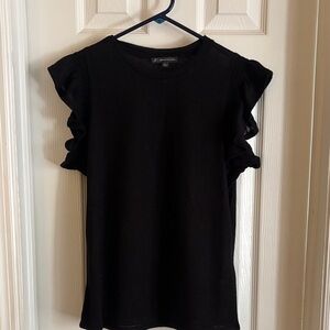 Black Ruffle Sleeve Top
